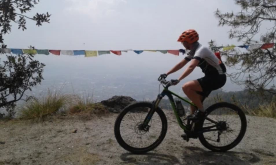 Elaine riding in Nepal