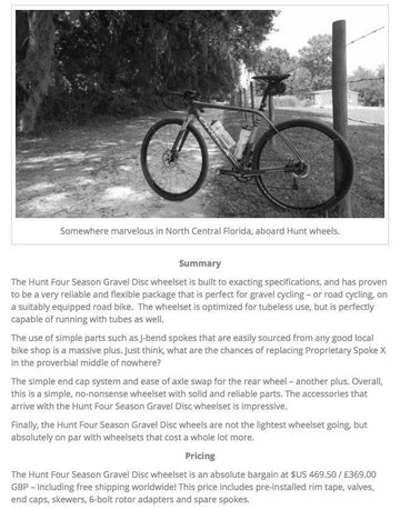 Gravel Cyclist Review - HUNT 4 Season Gravel Disc Wheelset