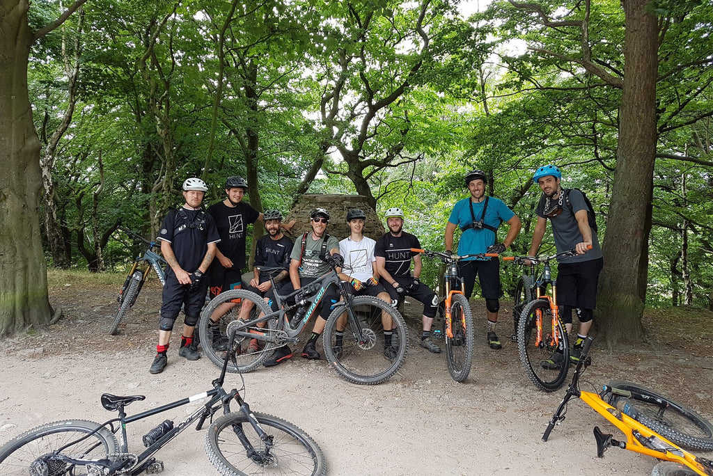 Peaty's and Hunt Crew on their Mountain Bikes