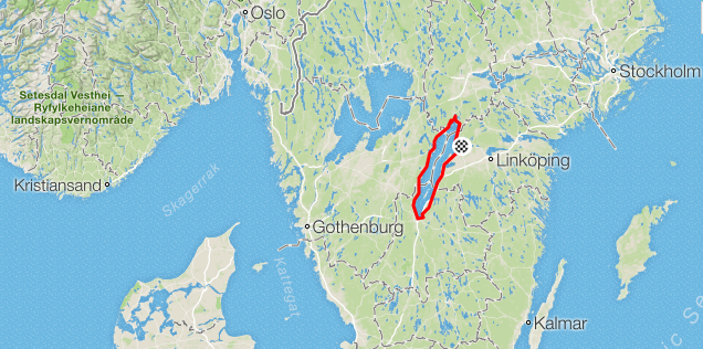 screenshot of the route of the Vatternrundan 300