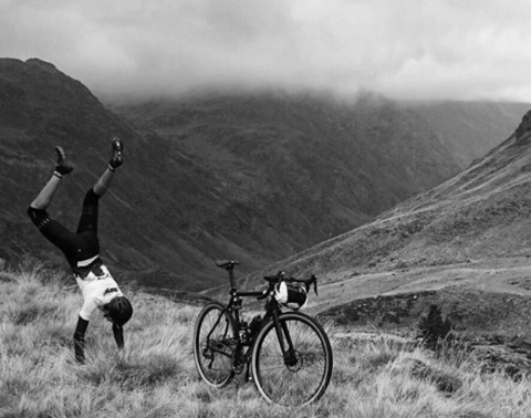 Handstand on a hillside