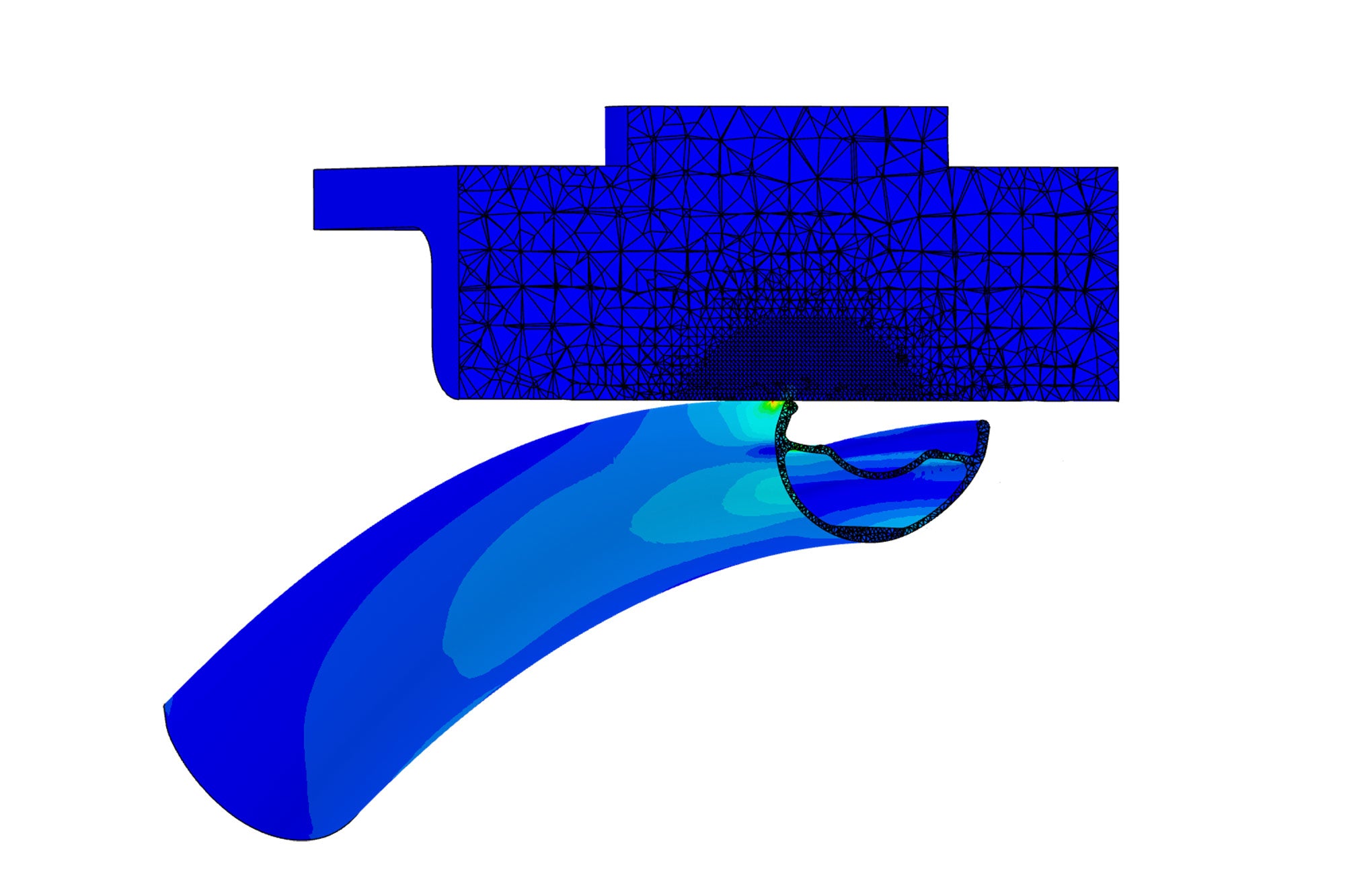 <h1>FEA Modelling (Front Wheel)</h1><i>After approximately 300 hours of FEA modelling per rim, the HUNT team has created unique front and rear-specific rim profiles to achieve the ideal performance attributes for each wheel’s specific role.</i>