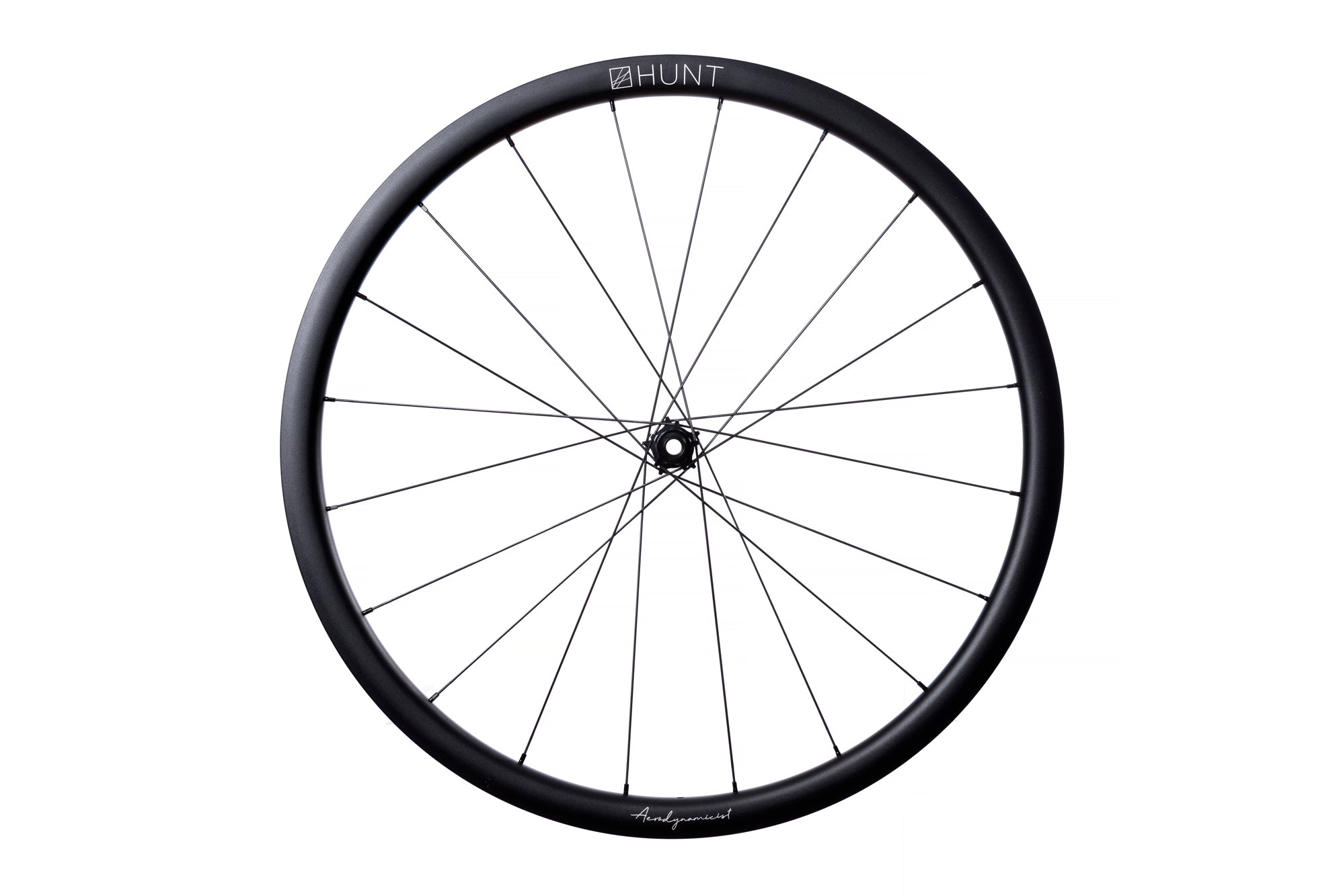 <h1>Rims</h1><i>The broad shape and large radius spoke bed profile (developed by HUNT's in-house engineering team for the LIMITLESS project allows excellent transfer of airflow from tire to the rim and then around the spoke bed to ensure low aerodynamic drag at a wide range of yaw angles.</i>