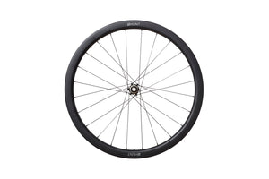 <h1>Rims</h1><i>A strong and super-lightweight rim featuring unidirectional Toray T700/800 carbon fibre with 3K weave bed and spoke areas. The wide aero profile delivers excellent handling and speed. The evolution of disc brake specific construction has allowed massive weight savings over equivalent rim-brake rims. The removal of braking forces on the rim allows a strong but very light rim to be designed that can focus on it's primary roles of supporting the tire and spoke forces.</i>
